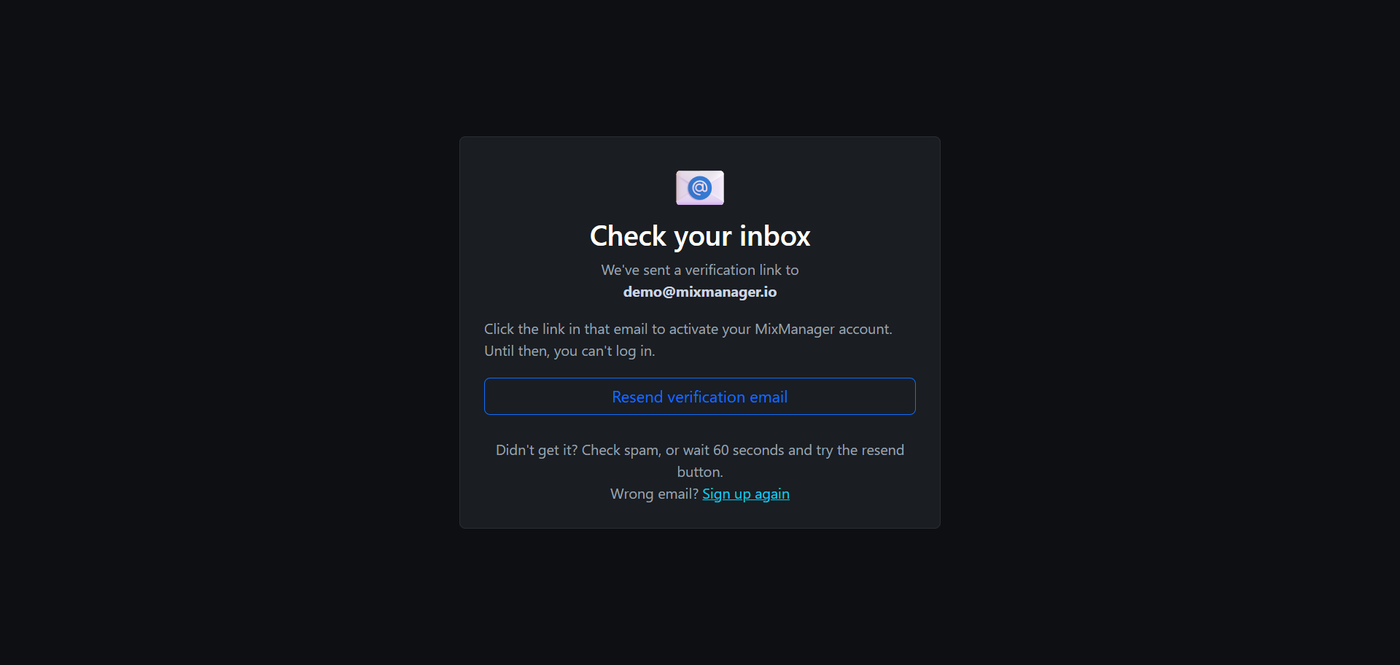 Check your inbox - email verification page
